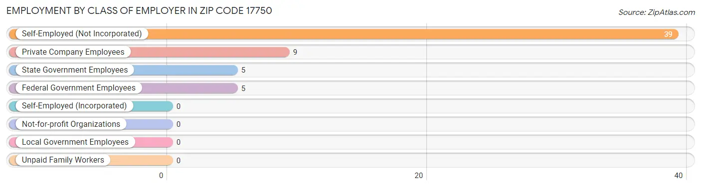 Employment by Class of Employer in Zip Code 17750