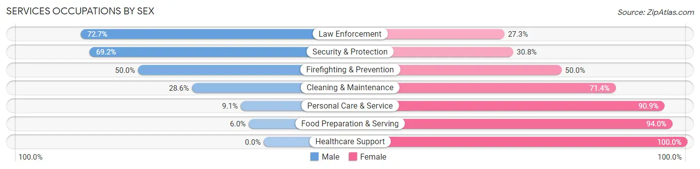 Services Occupations by Sex in Zip Code 17810