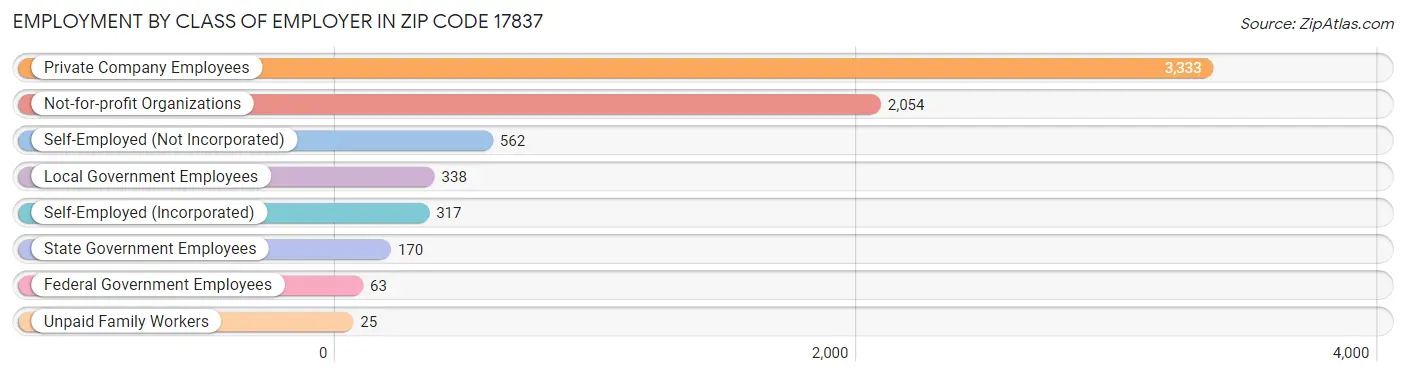 Employment by Class of Employer in Zip Code 17837