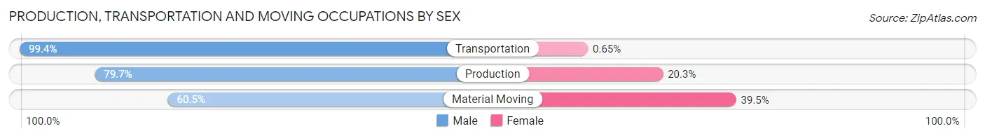 Production, Transportation and Moving Occupations by Sex in Zip Code 17842