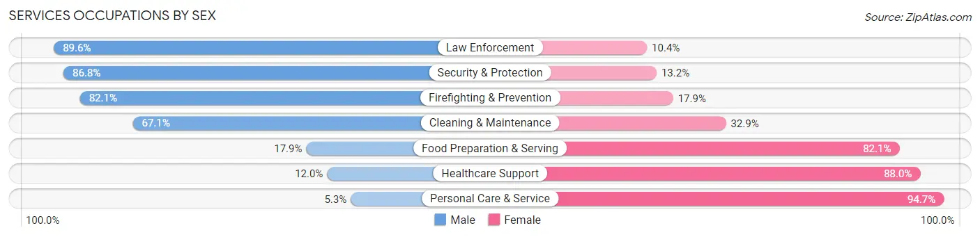 Services Occupations by Sex in Zip Code 17842