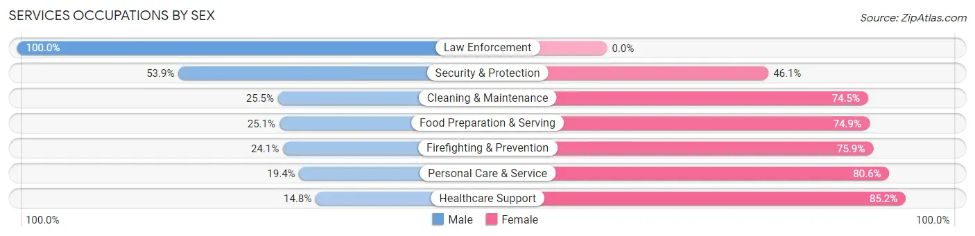 Services Occupations by Sex in Zip Code 17844