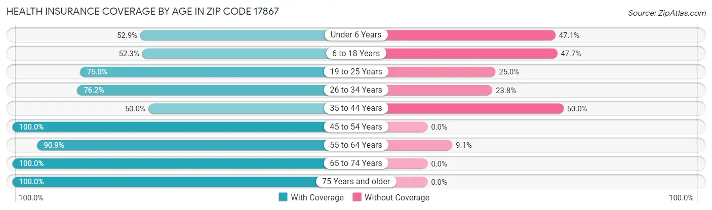 Health Insurance Coverage by Age in Zip Code 17867