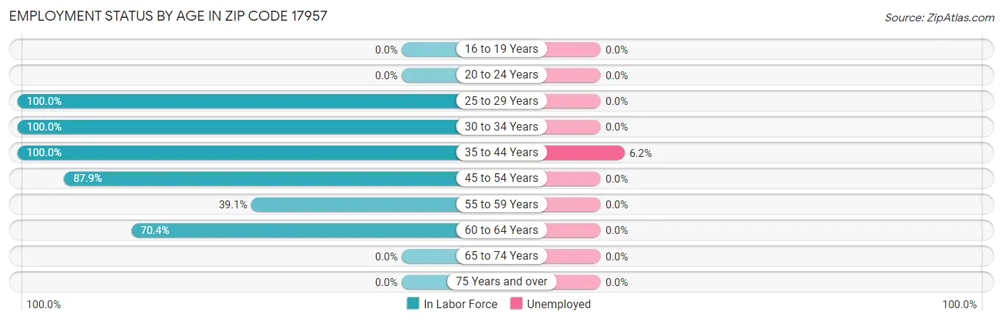 Employment Status by Age in Zip Code 17957