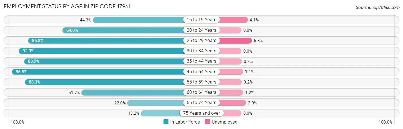 Employment Status by Age in Zip Code 17961