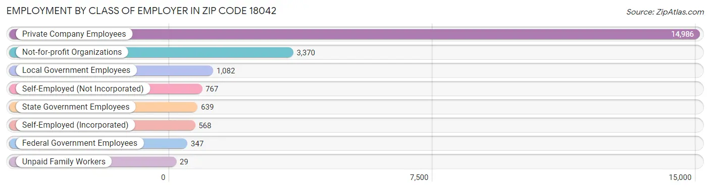 Employment by Class of Employer in Zip Code 18042