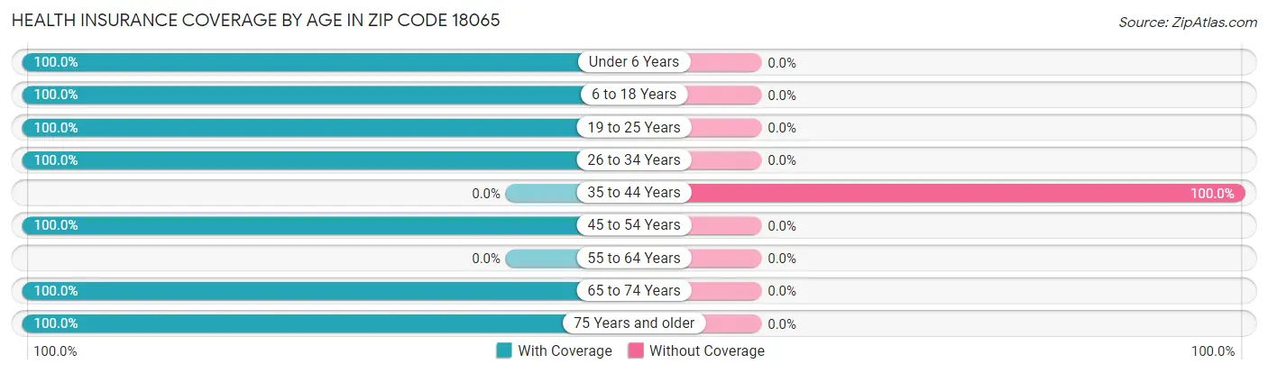 Health Insurance Coverage by Age in Zip Code 18065