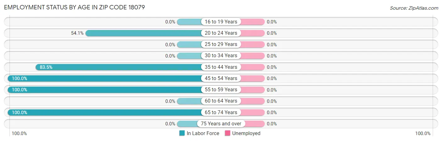 Employment Status by Age in Zip Code 18079