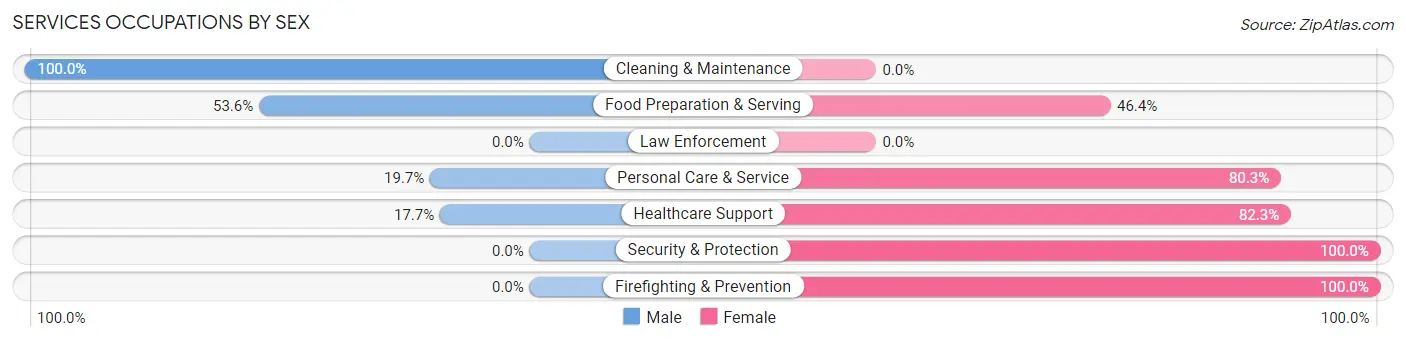 Services Occupations by Sex in Zip Code 18092