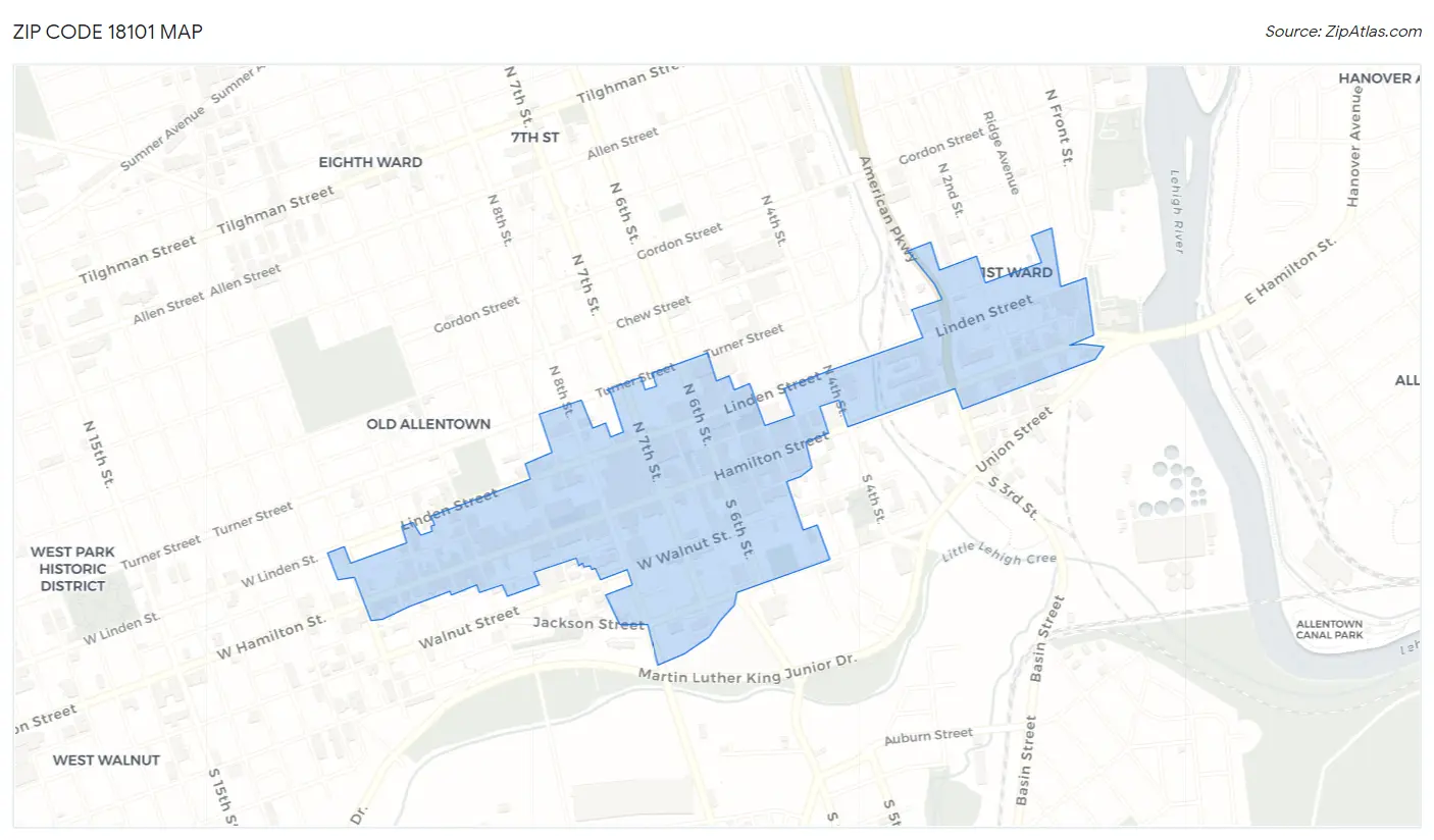 Zip Code 18101 Map