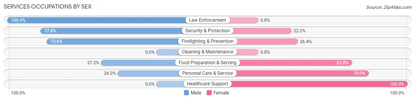 Services Occupations by Sex in Zip Code 18106