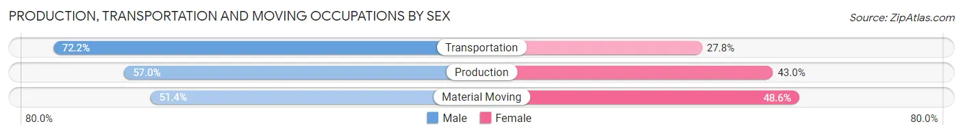 Production, Transportation and Moving Occupations by Sex in Zip Code 18202