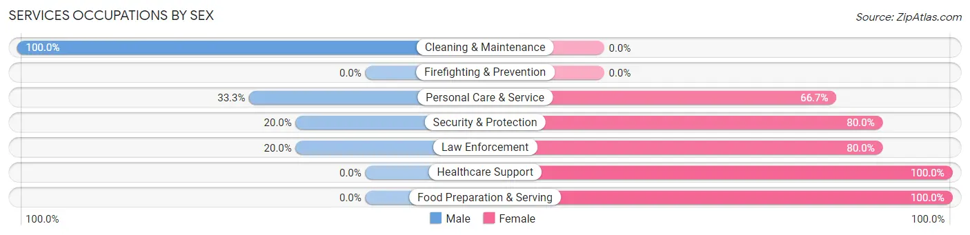 Services Occupations by Sex in Zip Code 18456