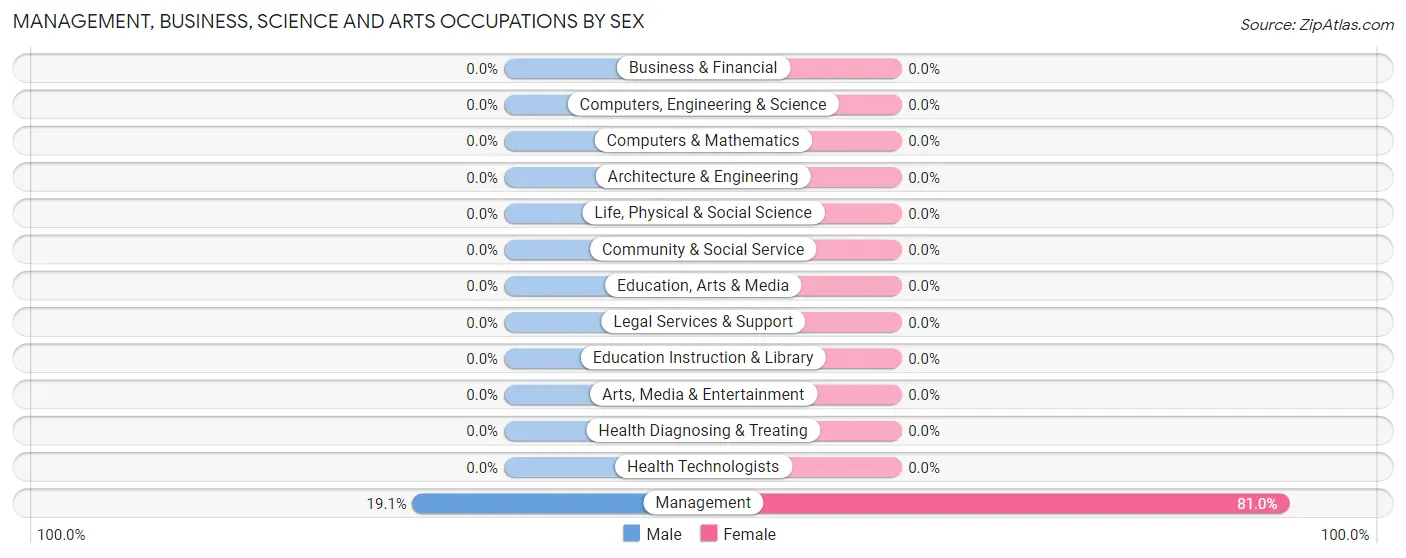 Management, Business, Science and Arts Occupations by Sex in Zip Code 18463