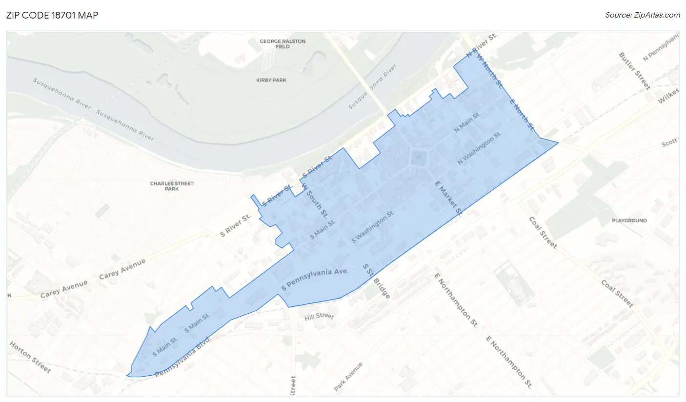 Zip Code 18701 Map