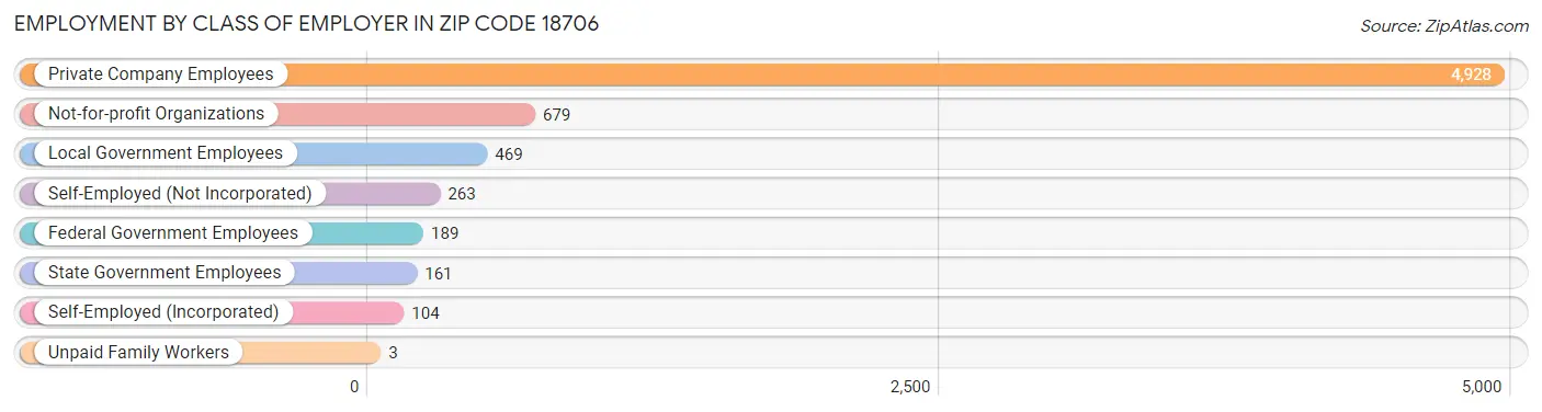 Employment by Class of Employer in Zip Code 18706