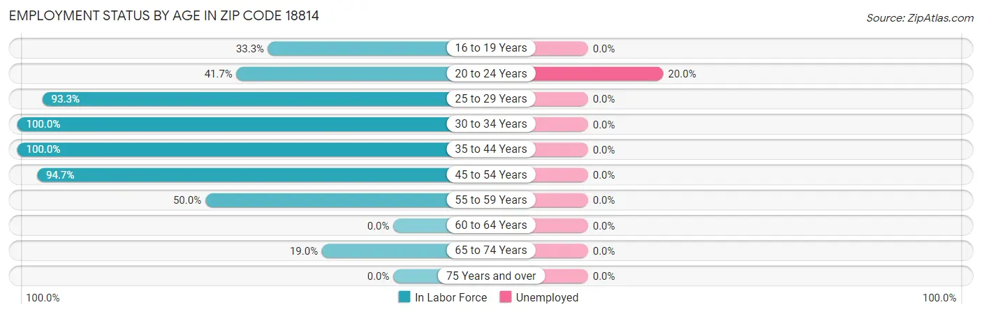 Employment Status by Age in Zip Code 18814