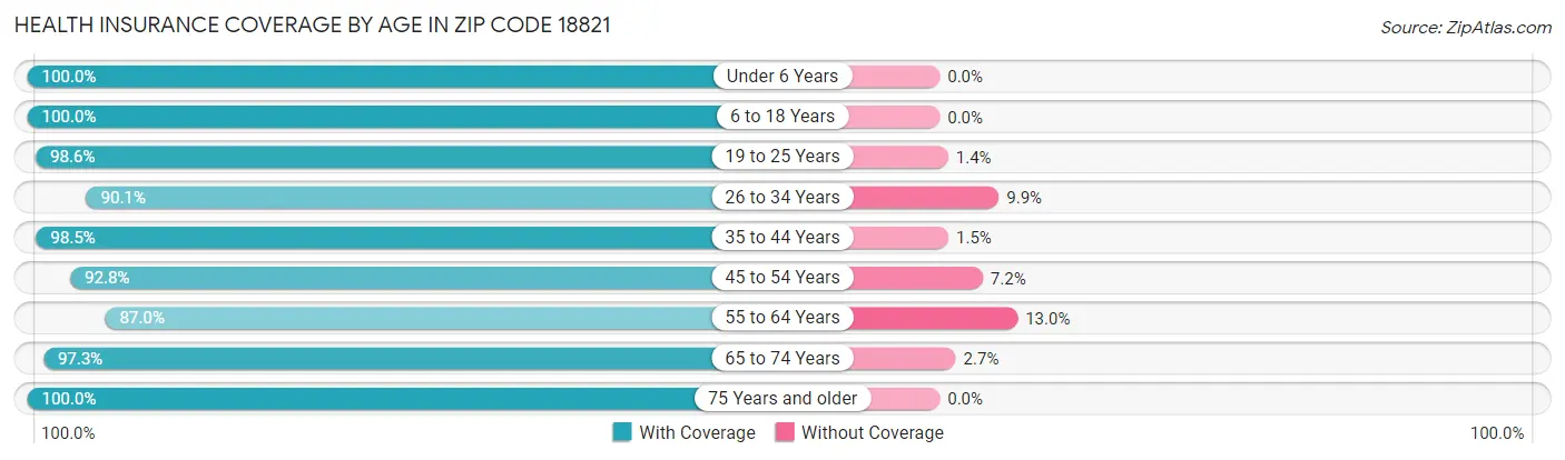 Health Insurance Coverage by Age in Zip Code 18821