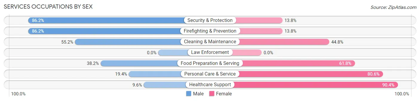 Services Occupations by Sex in Zip Code 18964