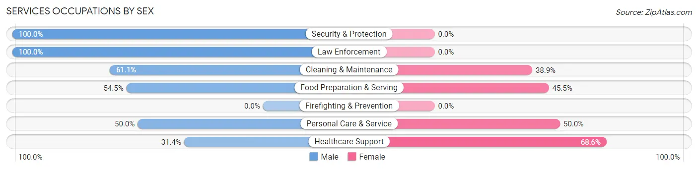 Services Occupations by Sex in Zip Code 18972