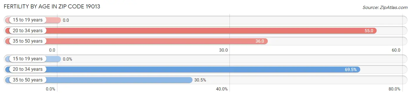 Female Fertility by Age in Zip Code 19013