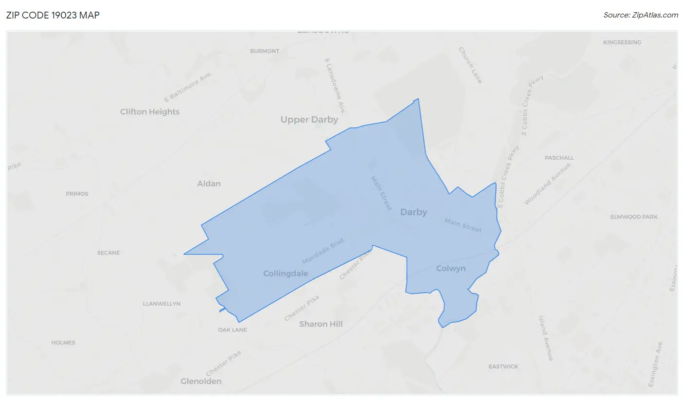 Zip Code 19023 Map