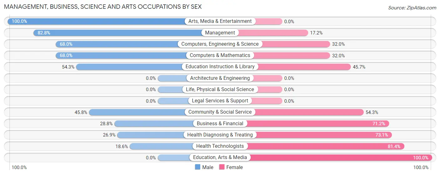 Management, Business, Science and Arts Occupations by Sex in Zip Code 19029