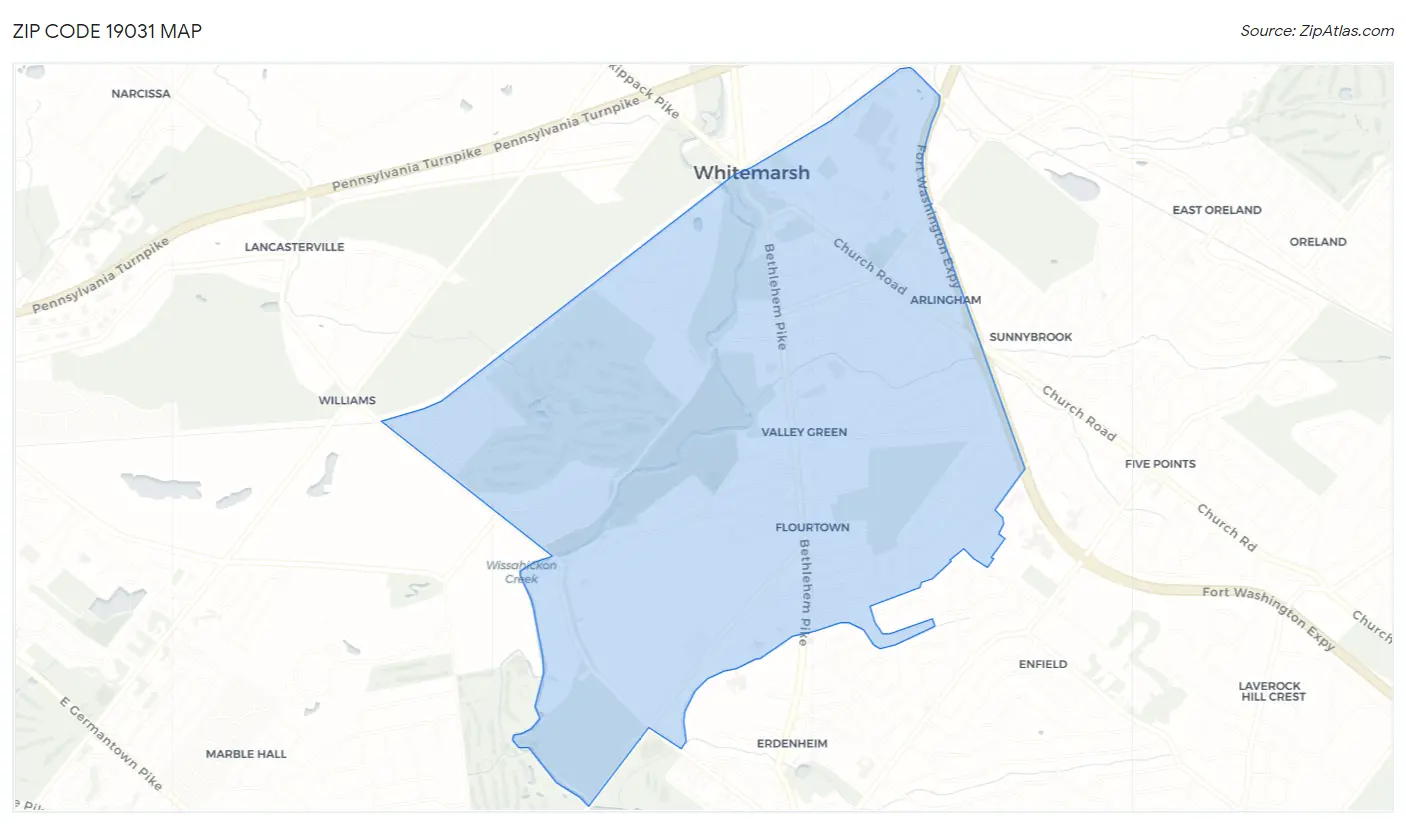 Zip Code 19031 Map