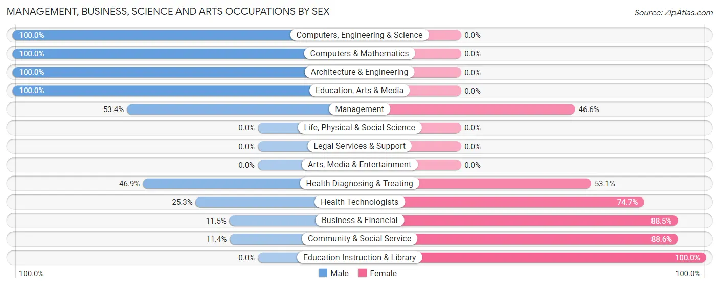 Management, Business, Science and Arts Occupations by Sex in Zip Code 19032