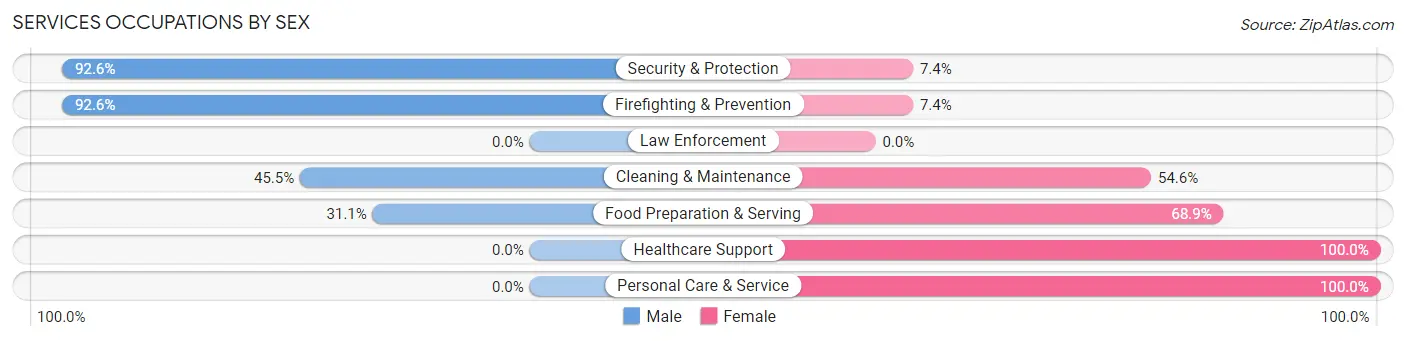 Services Occupations by Sex in Zip Code 19076
