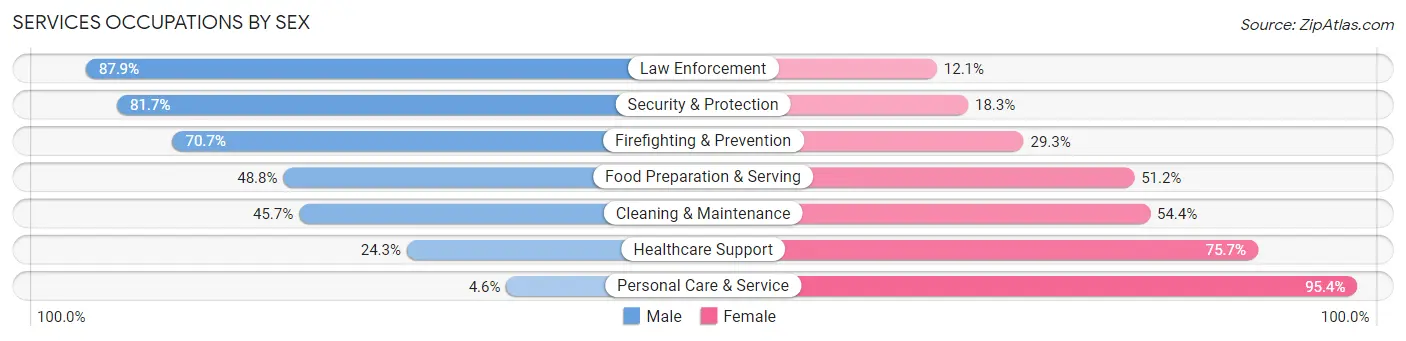 Services Occupations by Sex in Zip Code 19078