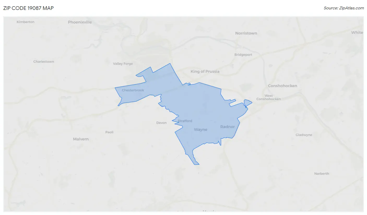 Zip Code 19087 Map