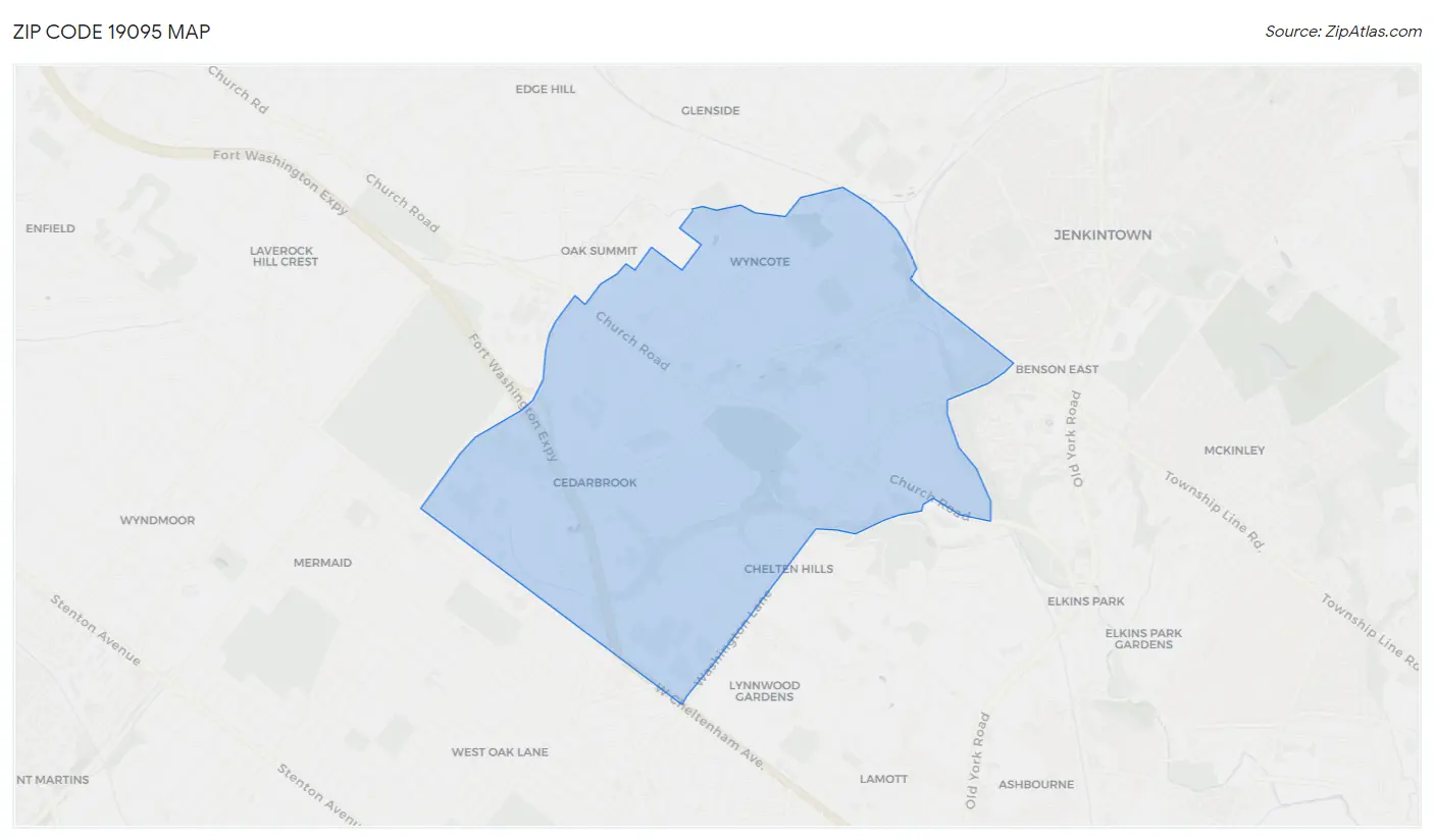 Zip Code 19095 Map