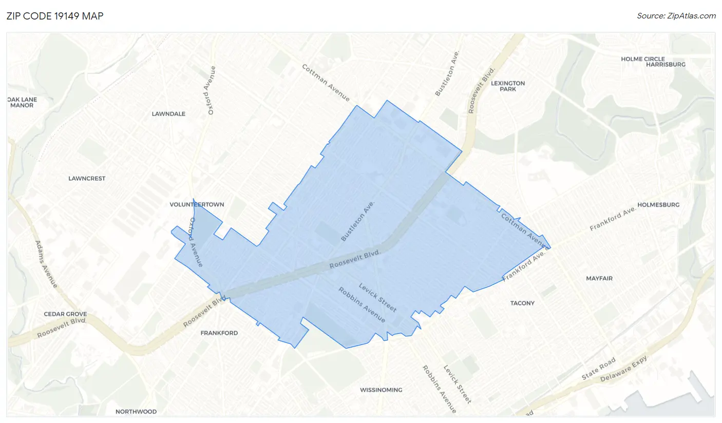 Zip Code 19149 Map