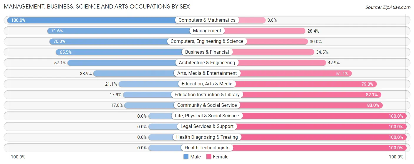 Management, Business, Science and Arts Occupations by Sex in Zip Code 19310