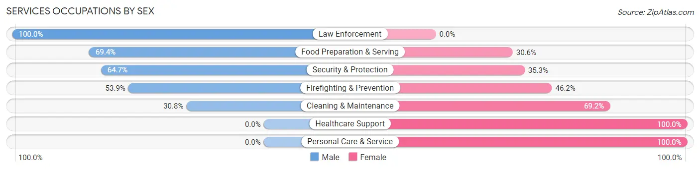 Services Occupations by Sex in Zip Code 19310