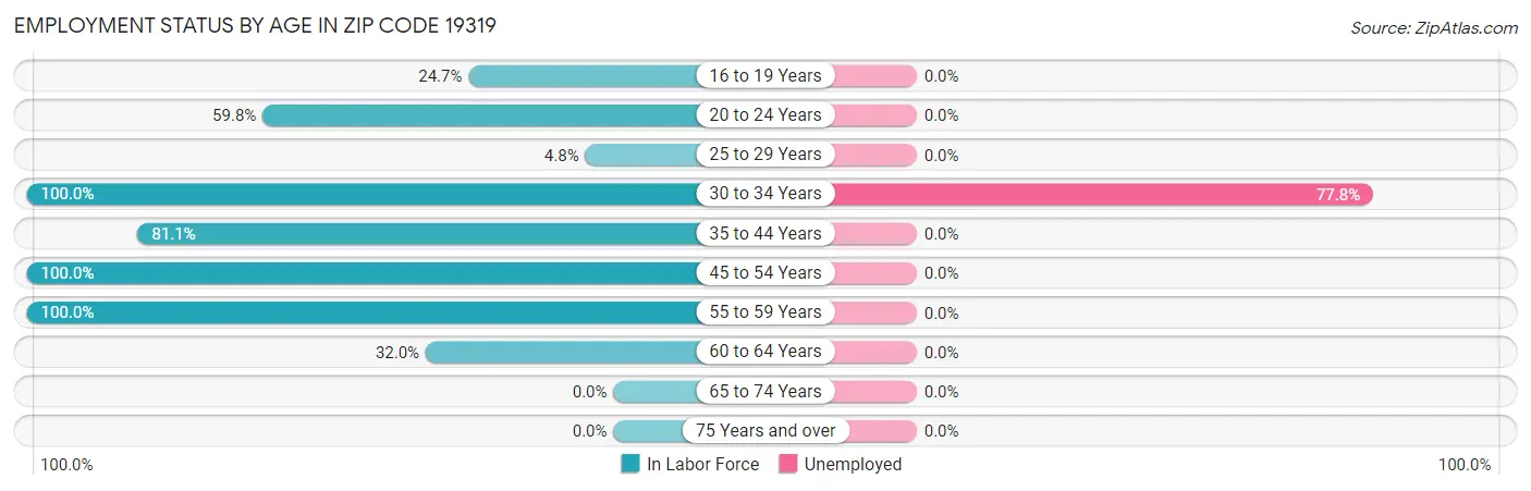 Employment Status by Age in Zip Code 19319