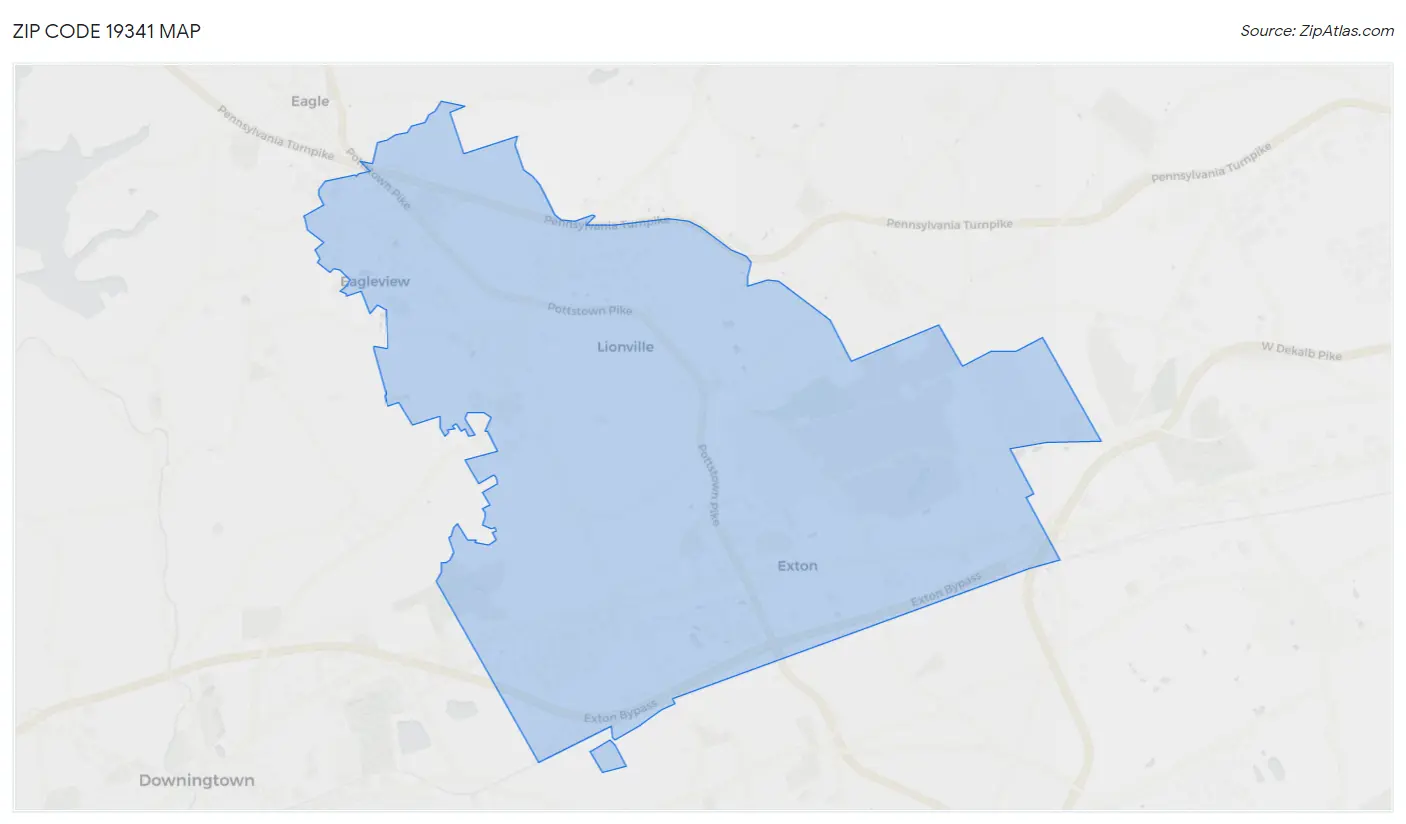 Zip Code 19341 Map