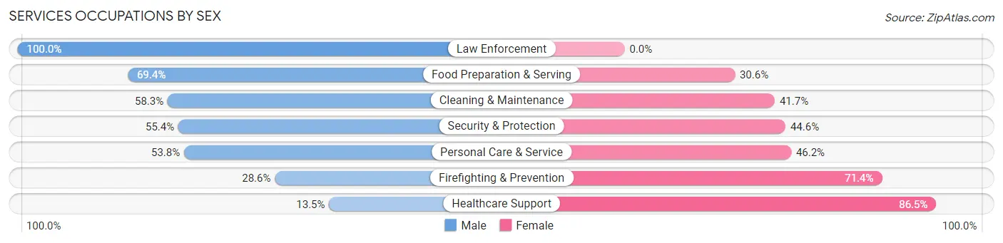 Services Occupations by Sex in Zip Code 19350
