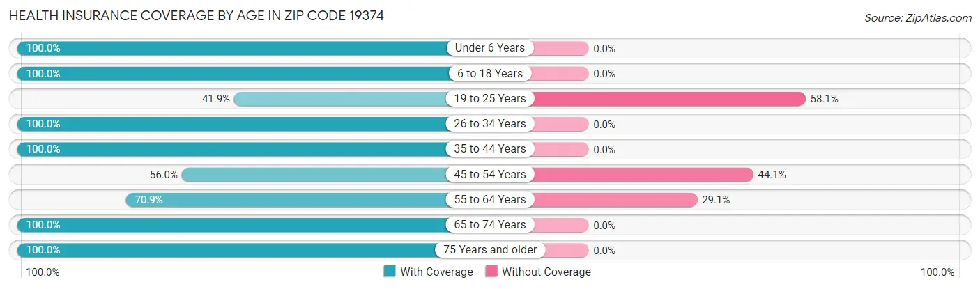 Health Insurance Coverage by Age in Zip Code 19374