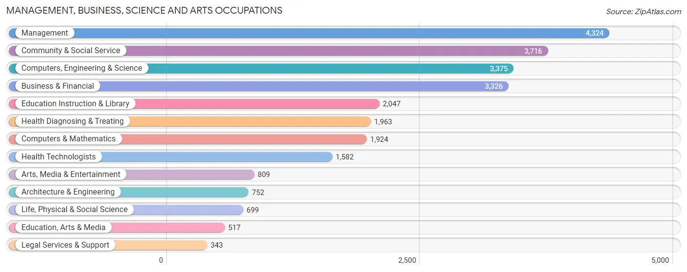 Management, Business, Science and Arts Occupations in Zip Code 19380