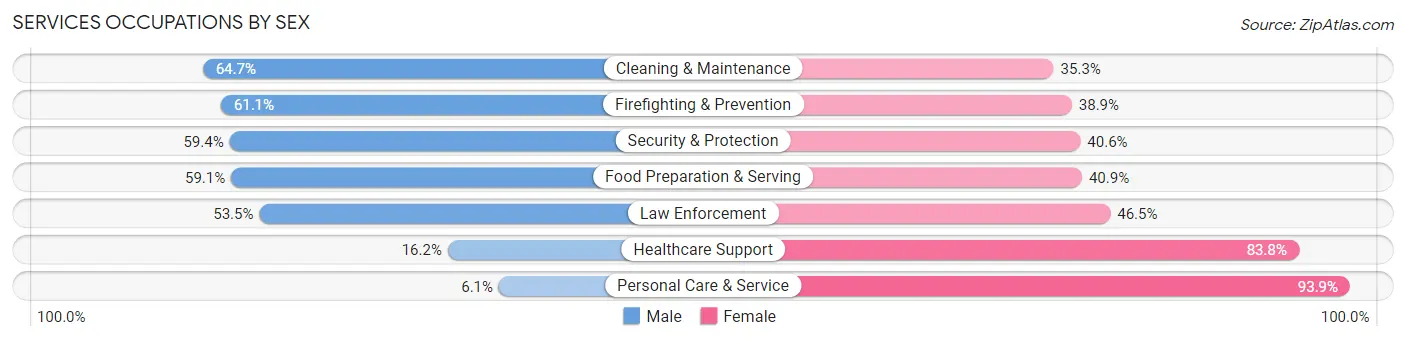 Services Occupations by Sex in Zip Code 19401