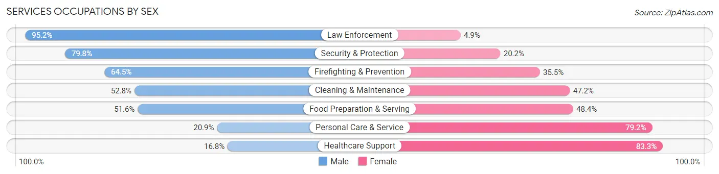 Services Occupations by Sex in Zip Code 19446