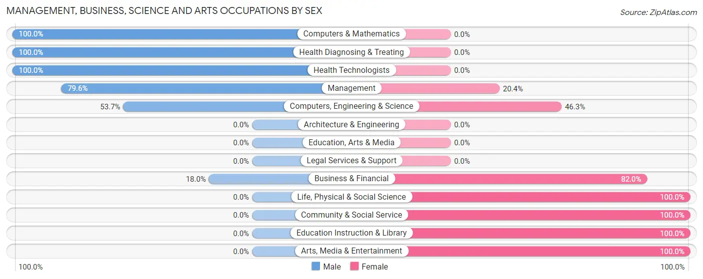 Management, Business, Science and Arts Occupations by Sex in Zip Code 19453