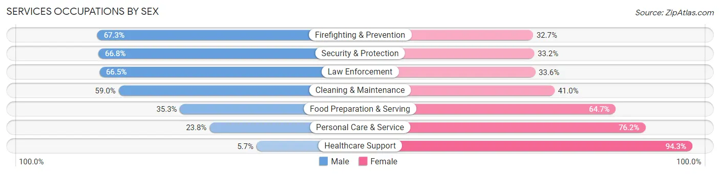Services Occupations by Sex in Zip Code 19464