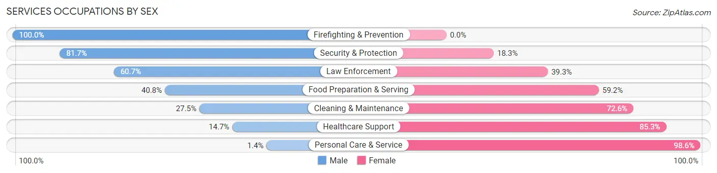 Services Occupations by Sex in Zip Code 19512