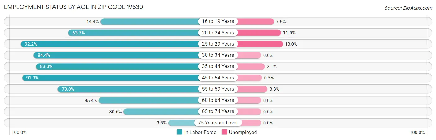 Employment Status by Age in Zip Code 19530