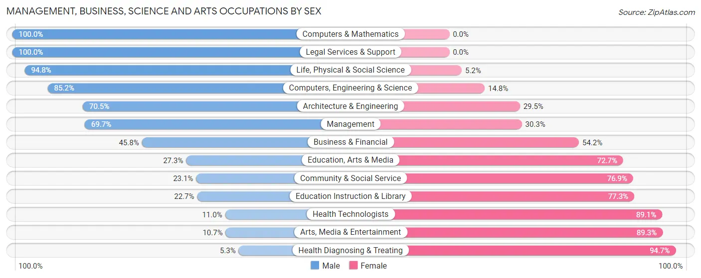 Management, Business, Science and Arts Occupations by Sex in Zip Code 19530