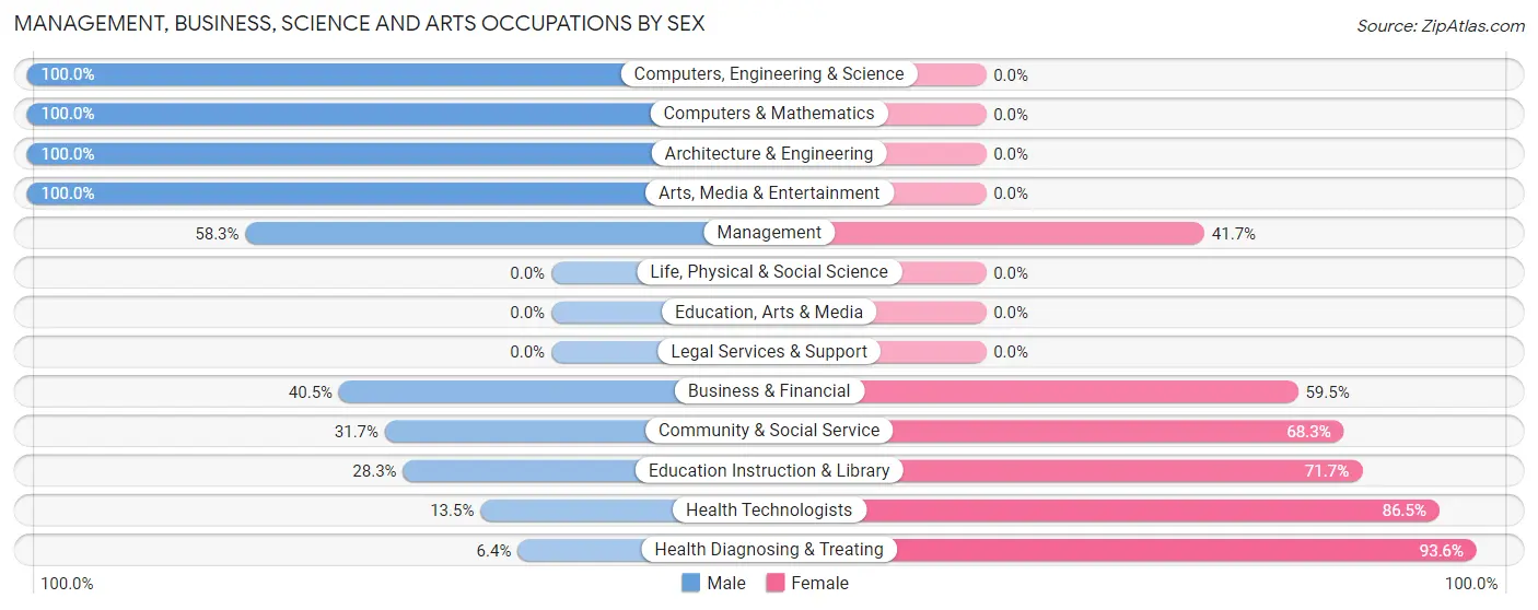 Management, Business, Science and Arts Occupations by Sex in Zip Code 19534