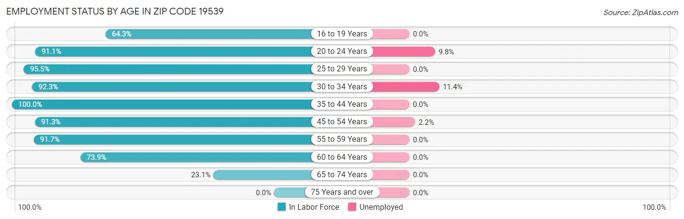 Employment Status by Age in Zip Code 19539